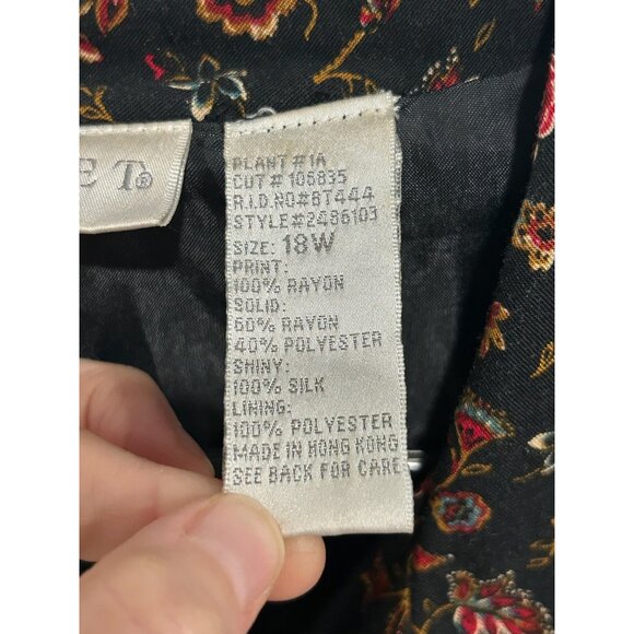 Vintage Koret Floral Patchwork Shirt Red Black Sz 18W Button Up Bohemian Artsy - Picture 7 of 11